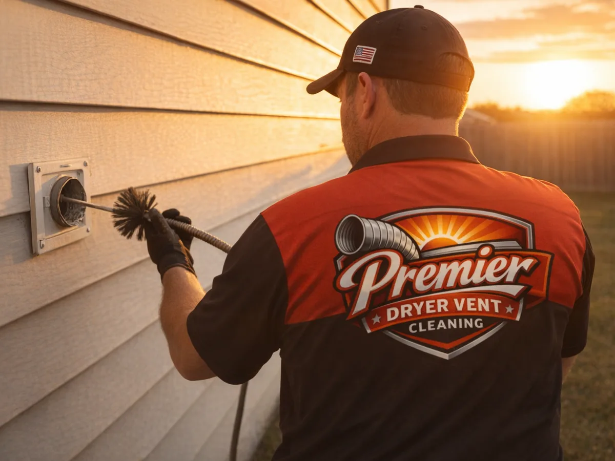 dryer vent cleaning technician on the job in Houston, TX